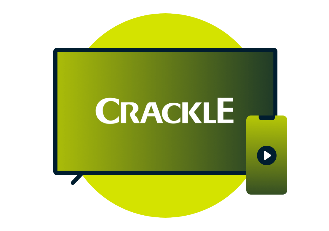 Logotipo Crackle no ecrã da TV.