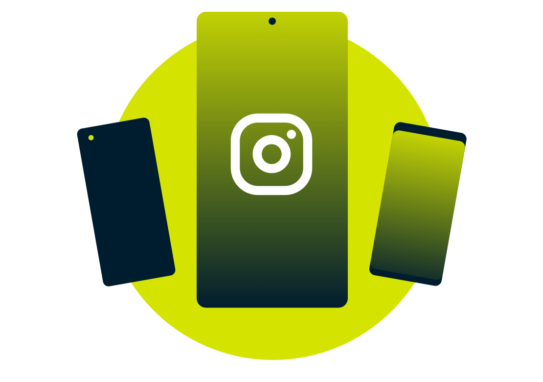 Urządzenia mobilne z logo Instagrama.